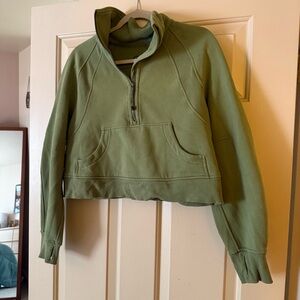Lululemon green funnel neck half zip scuba jacket
